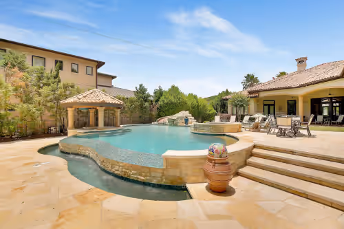 Above Hacienda | Waterfront I Pool & Spa with Slide I Pickleball I Playscape
